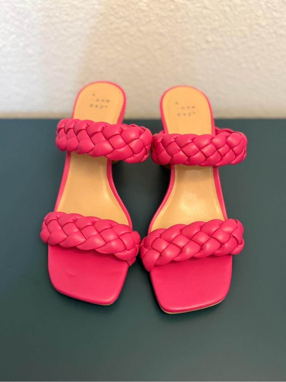 A New Day Pink Braided Double-Strap Slide Sandals